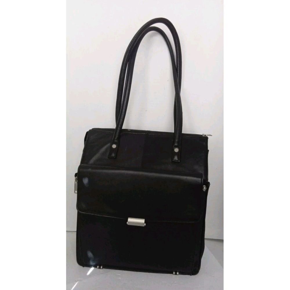 Black‎ Leather Tote Bag Work School Travel Handbag Purse Elegant